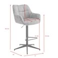 Jade Barstool - Set of 2 - Adjustable Gas Lift - Stone Blue and Black - Fabric and Metal