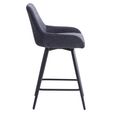 Oscar Counter Stool - Set of 2 - Graphite and Black - Fabric and Metal