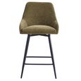 Oscar Counter Stool - Set of 2 - Olive Green and Black - Fabric and Metal