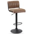 Paris Barstool - Set of 2 - Adjustable Gas Lift - Brown and Black - Fabric and Metal