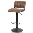 Paris Barstool - Set of 2 - Adjustable Gas Lift - Brown and Black - Fabric and Metal