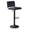 Paris Barstool - Set of 2 - Adjustable Gas Lift - Charcoal and Black - Fabric and Metal