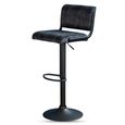 Paris Barstool - Set of 2 - Adjustable Gas Lift - Charcoal and Black - Fabric and Metal
