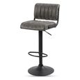 Paris Barstool - Set of 2 - Adjustable Gas Lift - Grey and Black - Fabric and Metal