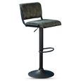 Paris Barstool - Set of 2 - Adjustable Gas Lift - Olive and Black - Fabric and Metal