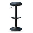 Remi Barstool - Set of 2 - Adjustable Gas Lift - Round - Charcoal and Black - Fabric and Metal