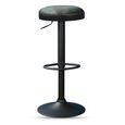 Remi Barstool - Set of 2 - Adjustable Gas Lift - Round - Olive and Black - Fabric and Metal