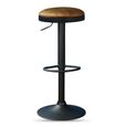 Remi Barstool - Set of 2 - Adjustable Gas Lift - Round - Rust and Black - Fabric and Metal