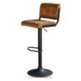 Paris Barstool - Set of 2 - Adjustable Gas Lift - Rust and Black - Fabric and Metal