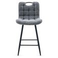 Symphony Counter Stool - Set of 2 - Dark Grey and Black - Fabric and Metal