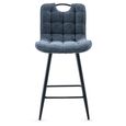 Symphony Counter Stool - Set of 2 - Navy Blue and Black - Fabric and Metal