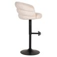 Nikki Swivel Barstool - Curved Back - Adjustable Height - Beige and Black - Fabric and Metal