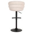 Nikki Swivel Barstool - Curved Back - Adjustable Height - Beige and Black - Fabric and Metal