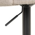 Nikki Swivel Barstool - Curved Back - Adjustable Height - Beige and Black - Fabric and Metal