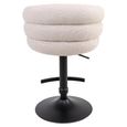 Nikki Swivel Barstool - Curved Back - Adjustable Height - Biscotti and Black - Fabric and Metal