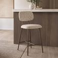 Xenia Counter Stool - Set of 2 - Leopard - Beige - Fabric and Metal