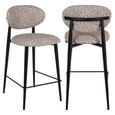 Dantes Counter Stool - Curved Back - Natural Geo and Black - Fabric and Metal