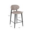 Dantes Counter Stool - Curved Back - Natural Geo and Black - Fabric and Metal