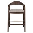 Mihara Counter Stool - Curved Back - Mocca Fancy - Fabric and Rubberwood