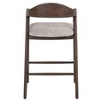 Mihara Counter Stool - Curved Back - Mocca Fancy - Fabric and Rubberwood