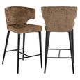 Taylor Counter Stool - Curved Back - Brandy and Black - Fabric and Metal