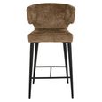 Taylor Counter Stool - Curved Back - Brandy and Black - Fabric and Metal
