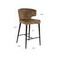 Taylor Counter Stool - Curved Back - Brandy and Black - Fabric and Metal