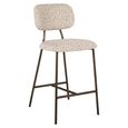 Xenia Counter Stool - Set of 2 - Leopard - Beige - Fabric and Metal