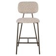 Xenia Counter Stool - Set of 2 - Leopard - Beige - Fabric and Metal