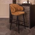 Indigo Gold Fabric Barstool with Back
