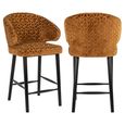 Indigo Gold Fabric Counter Stool with Back