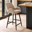 Barley Bar Stool - Set of 2 - Cream Chenille and Black - Fabric and Metal