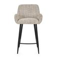 Barley Bar Stool - Set of 2 - Cream Chenille and Black - Fabric and Metal