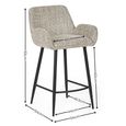 Barley Bar Stool - Set of 2 - Cream Chenille and Black - Fabric and Metal