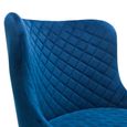 Luxe Barstool - Set of 2 - Curved Back - Blue Velvet and Black - Fabric and Metal