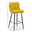 Luxe Barstool - Set of 2 - Curved Back - Mustard Velvet and Black - Fabric and Metal