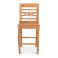 Flower Barstool - Set of 2 - Natural - Teak Wood