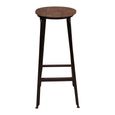 Industrial Barstool - Set of 2 - Round - Brown and Black - Wood and Metal