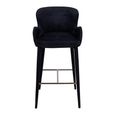 Perry Barstool - with Armrest - Set of 2 - Curved Back - Black Velvet - Fabric and Metal