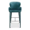 Perry Barstool - with Armrest - Set of 2 - Curved Back - Green Velvet - Fabric and Metal