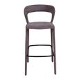 Toledo Barstool - Set of 2 - Curved Back - Grey - Fabric and Metal