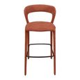 Toledo Barstool - Set of 2 - Curved Back - Terra Brown - Fabric and Metal