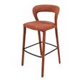 Toledo Barstool - Set of 2 - Curved Back - Terra Brown - Fabric and Metal