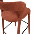 Toledo Barstool - Set of 2 - Curved Back - Terra Brown - Fabric and Metal