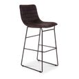 Vancouver Industrial Barstool - Set of 2 - Ebony Brown and Black - Leather and Metal