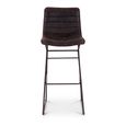 Vancouver Industrial Barstool - Set of 2 - Ebony Brown and Black - Leather and Metal
