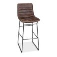 Vancouver Industrial Barstool - Set of 2 - Whiskey Brown and Black - Leather and Metal