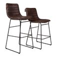 Vancouver Industrial Barstool - Set of 2 - Whiskey Dark Brown and Black - Leather and Metal