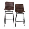 Vancouver Industrial Barstool - Set of 2 - Whiskey Dark Brown and Black - Leather and Metal