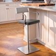 Tempo Barstools - Set of 2 - Adjustable Height - Smoke Grey and Chrome - Fabric and Metal